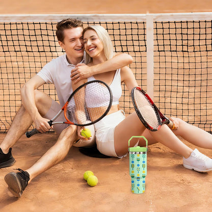 30 oz Tumbler with Handle Flip Straw Leak Proof - Pickleball Mug 30oz Tumbler Travel Coffee Mug with Handle - Birthday Gifts for Women Pickleball Lovers Players 30 Ounce Stainless Steel Cup