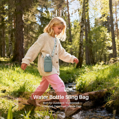 SYTRAH Water Bottle Carrier Bag with Strap, Water Bottle Purse with Phone Pocket 40oz for Walking Hiking