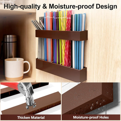 9.5” Large Acrylic Straw Holder for Cabinet Door, Reusable Adjustable Two-Part Straws Organizer with Ultra Sticky Adhesive Strips, 2026 Straw Storage for Kitchen Cupboard (Transparent)