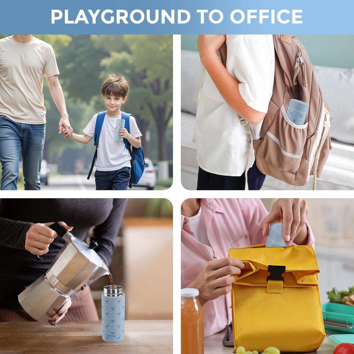 【Upgraded】Exllena Small Insulated Water Bottle 12 oz/350ml– Mini Insulated Water Bottle for Hot & Cold Drinks, Perfect Small Water Bottle for Travel, Purse...(Greyish Blue)