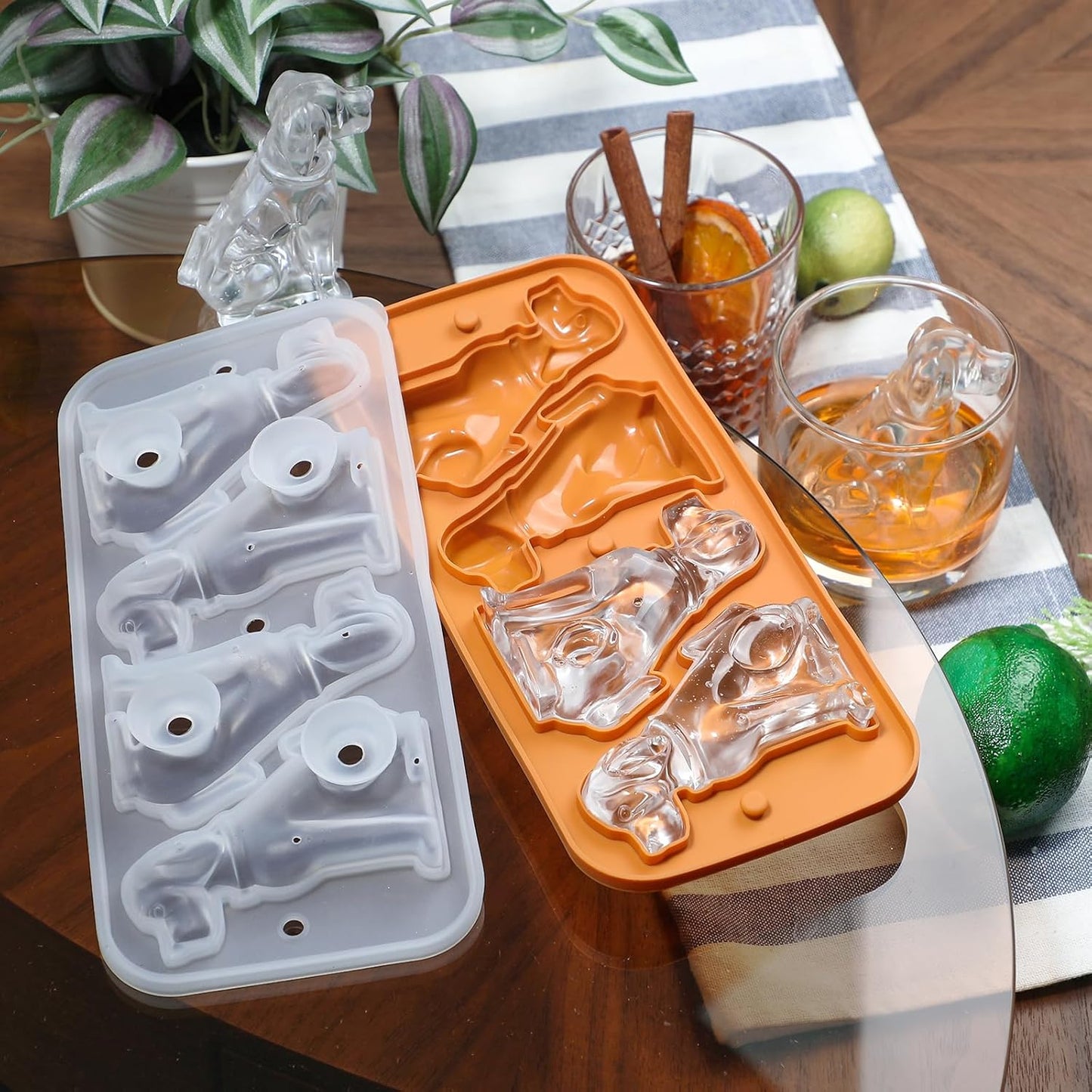 Koluti Nonstick Silicone 9 Ice Cubes Freezer Tray with Plastic Lid, 2-Pack Water Bottle Long Narrow Stick Ice Cube Mold Maker, Ideal for Sport Bottles, Cocktail and Whisky, Dishwasher Safe & BPA Free