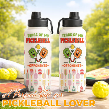Funny Pickleball Water Bottle 32oz with Lid, Tears of My Pickleball Opponents, Pickleball Gifts for Pickleball Players, Pickleball Lovers, Sports Bottle for Women Men, Stainless Steel