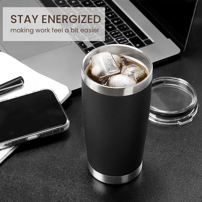 MEWAY 20oz Tumbler Cup Double Wall Vacuum Insulated Travel Mug Bulk, Stainless Steel Tumblers with Lid and Straw, Durable Powder Coated Coffee Cups for Cold & Hot Drinks (Navy, 1)
