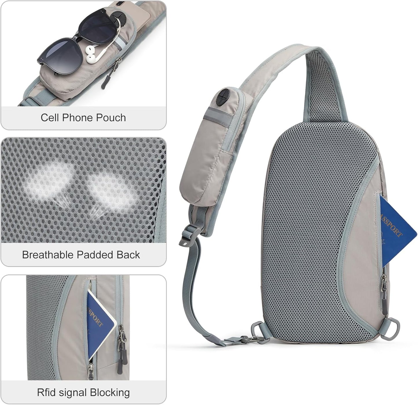 G4Free Sling Bag RFID Blocking Lightweight Crossbody Backpack Chest Shoulder Bag for Travel Sports Running
