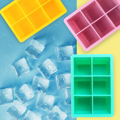 Excnorm Silicone Ice Cube Trays 3 Pack - Large Size Silicone Ice Cube Molds with Leak Proof Removable Lid Square Ice Cube Tray And BPA Free for Cocktail,Whiskey, Stackable Flexible Ice