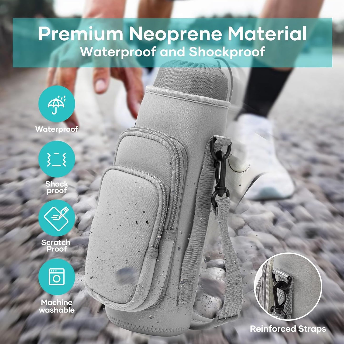 Water Bottle Carrier Bag,Water Bottle Holder with Straps Phone Pockets Fits Stanley Owala 16/24/32/40oz