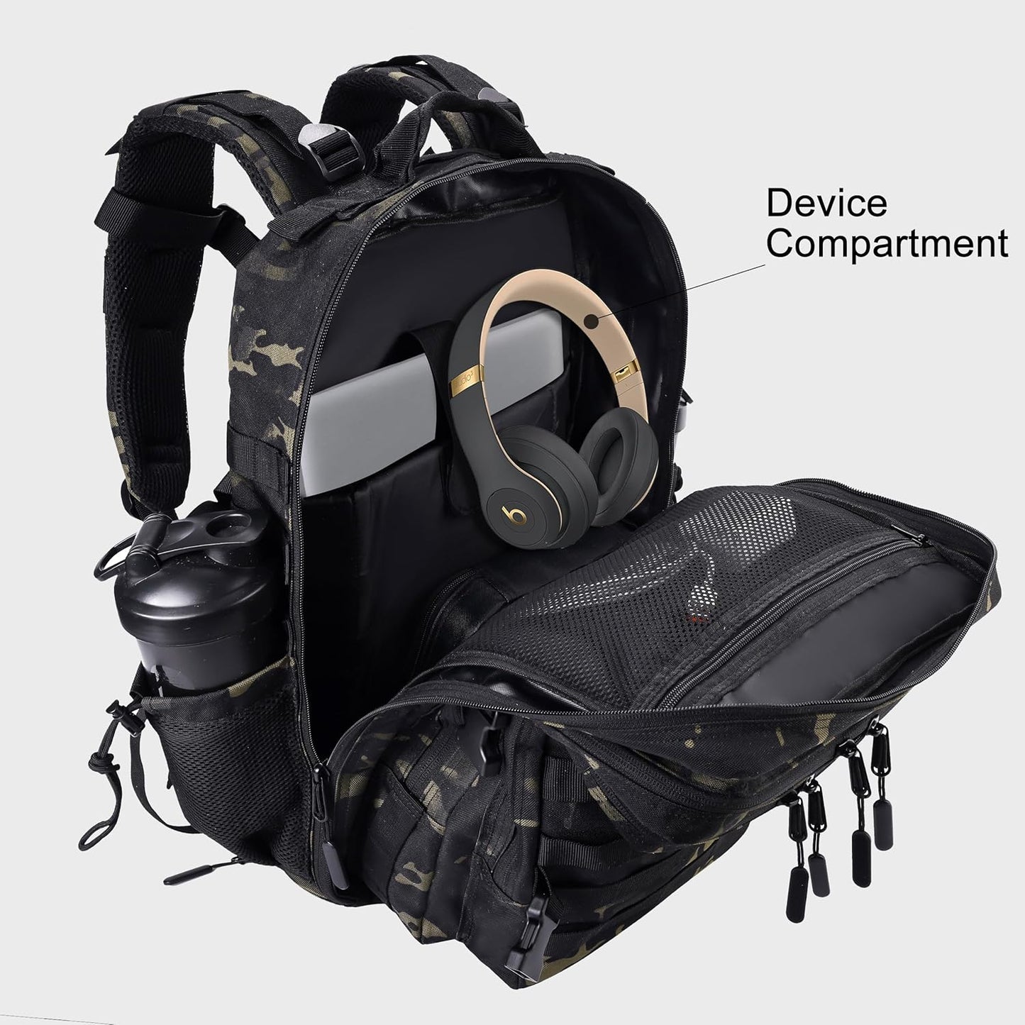 LHI Military Tactical Backpack for Men and Women 45L Army 3 Days Assault Pack Bag Large Rucksack with Molle System - Black - Colors B