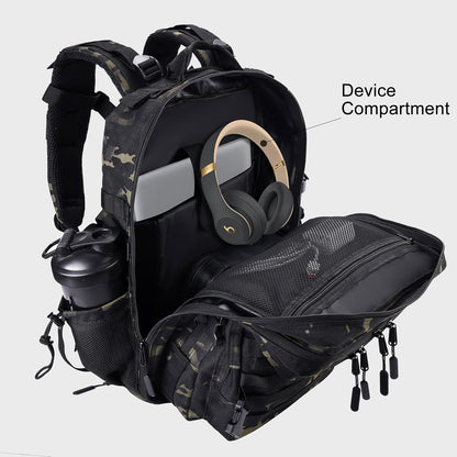 LHI Military Tactical Backpack for Men and Women 45L Army 3 Days Assault Pack Bag Large Rucksack with Molle System - Black - Colors B
