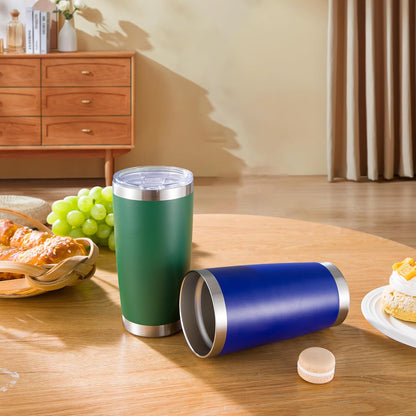 20 oz Tumblers Bulk Stainless Steel Tumbler with Lid Double Wall Vacuum Insulated Coffee Mug 20oz Powder Coated Cup for Hot and Cold Drinks, Stainless, 6 pack