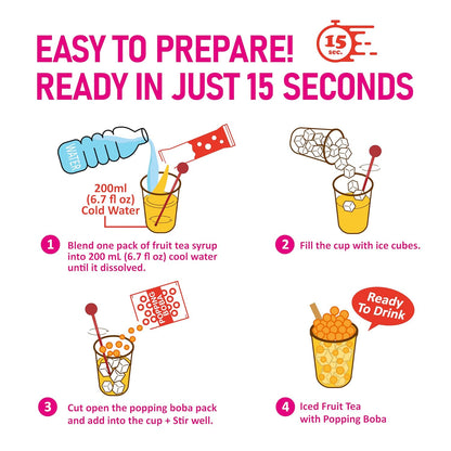O's Bubble Boba Tea Kit - Bubble Tea Kit - All in One Boba Kit - Boba Kit for Kids - 6 Servings Includes Cups, Straws, Stirrer (Party Kit Variety Pack Upgrade) (Mixed Fruit)
