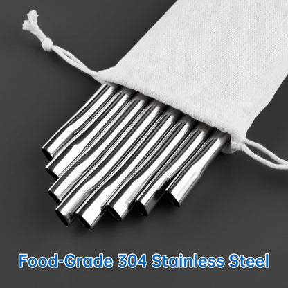 NiHome 8PCS Stainless Steel Straws Fit for Stanley 40oz 30oz 20oz 14oz Tumblers, 4 Lengths Reusable Drinking Straws with Cleaning Brushes and Pouch, 9mm Wide Straws for Boba, Smoothie, Dishwasher Safe
