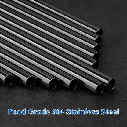 Tomorotec 8PCS 12" Stainless Steel Straws 4 Bent & 4 Straight Fit for 40oz Stanley Tumblers, Reusable Food-Grade Drinking Straws with Brush for Smoothies, Milkshakes, Iced Coffee, Dishwasher Safe