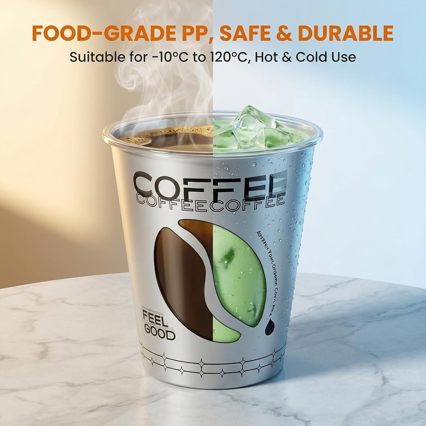 100 Sets Bulk Frosted Disposable Hard Plastic Cups With Straws Lids,90mm Disposable Bubble Boba Milk Tea ToGo Cups Cold Hot Plastic coffee Boba Tea Business TakeAway Supplies (16, ounces)