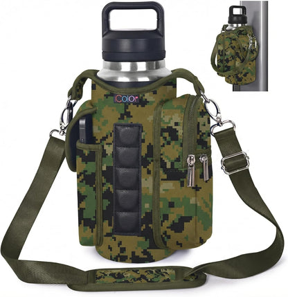 icolor Magnetic Gym Bag Water Bottle Carrier Holder with Phone Pockets & Shoulder Strap,Gym Magnetic Bag 5 Built-in Magnets Gym Accessories Organizer Sling Bottle Bag Pouch Sleeve