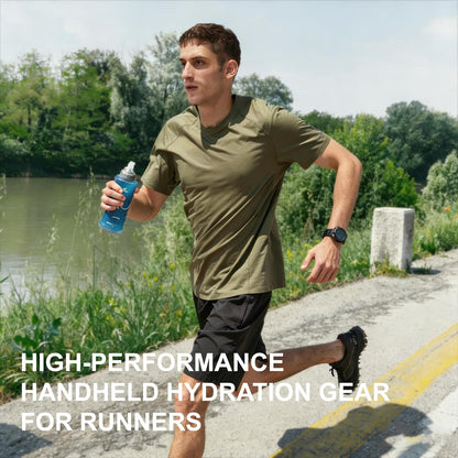 N NEVO RHINO Handheld Running Water Bottle, TPU Soft Flask with Adjustable Strap, Lightweight Collapsible Water Bottle for Jogging Hiking Walking Marathon