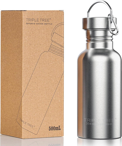 TRIPLE TREE 34 OZ Uninsulated Single Walled Stainless Steel Sports Water Bottle 18/8 Food Grade for Cyclists, Runners, Hikers, Beach Goers, Picnics, Camping - BPA Free