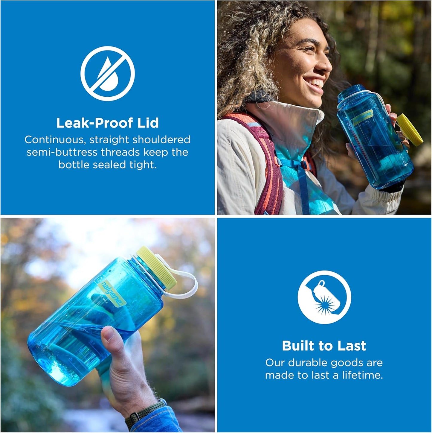 Nalgene 32 oz Wide Mouth Water Bottle | BPA-Free, Durable & Leak Proof, Lightweight Bottle for Hiking & Gym, Work & Travel