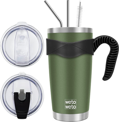WETOWETO 20oz Tumbler, Stainless Steel Vacuum Insulated Coffee Travel Mug, Double Wall Powder Coated Insulated Coffee Mug Travel Mug with Lid Thermal Cup for Outdoor (Navy Blue, 1 Pack)