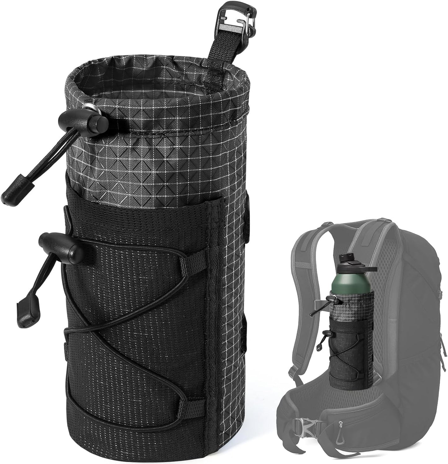Large Water Bottle Holder Pouch Bag, Backpack Water Bottle Holder Mesh Bag Carrier Fits for 10-32oz Bottles, Heavy-Duty Water Bottles Holder Accessories for Hiking, Sports, Travel, Outdoor