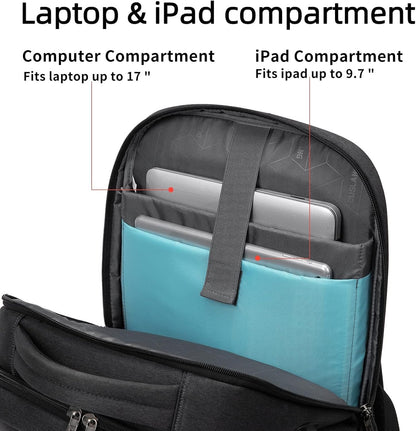 DUSLANG 17 Inch Laptop Backpack for Travel Water Resistant College Backpack for Men/Women Laptop Bag with USB Charging Port,Black - Colors B