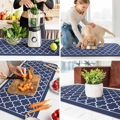 WISELIFE Dish Drying Mat Super Absorbent Drying Mat Large Dish Drying Mats for Kitchen Counter Easy Clean Dish Mat Kitchen Drying Mat15"x 18" Stylish Grey