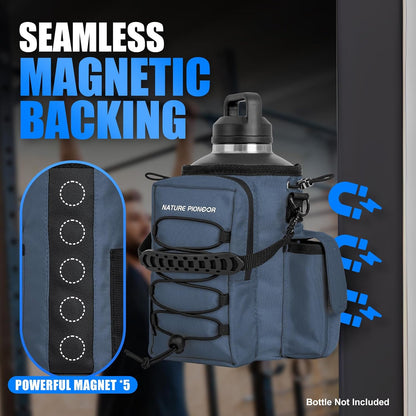 NATURE PIONEOR Magnetic Gym Bag for Men and Women - Magnet Water Bottle Holder Sling Carrier with Crossbody Shoulder Strap,Gym Accessories Pouch,Phone Pockets for Sports,Walking,Travel,Workout
