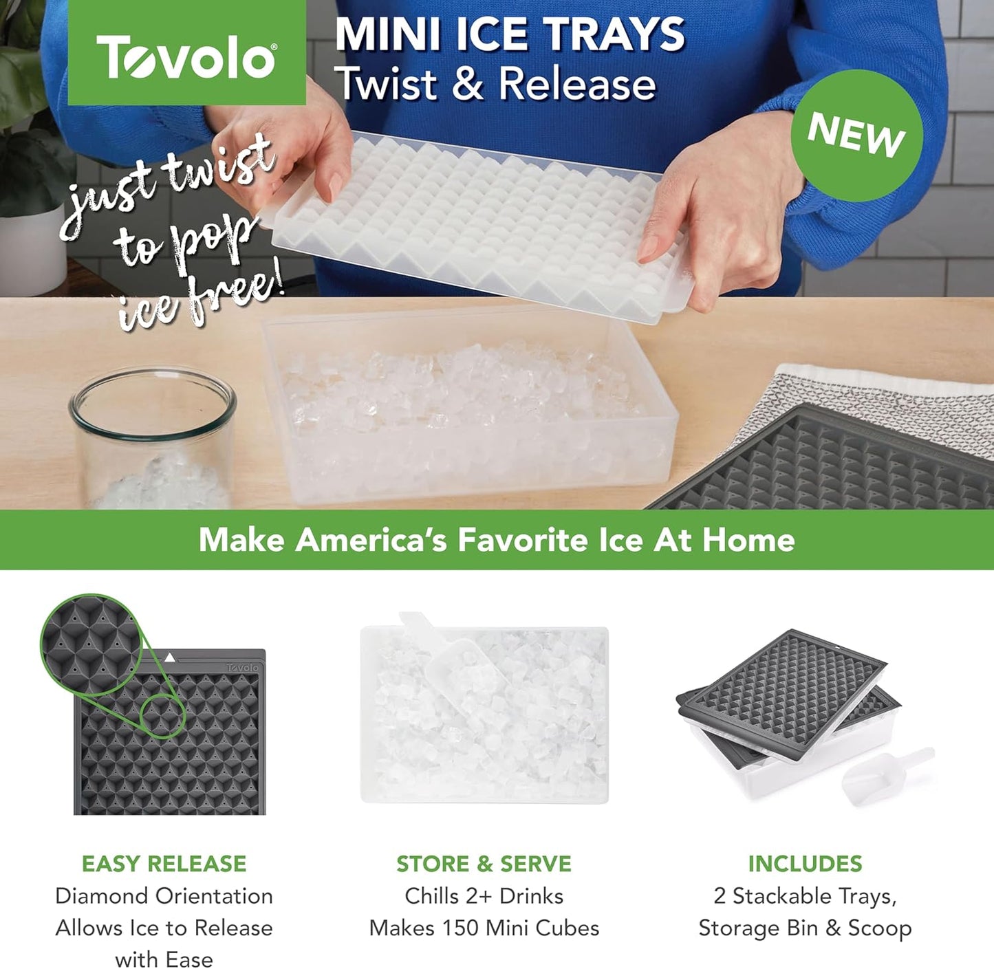 Tovolo Mini Ice Cylinder- Squeeze & Release- Set of 2, 1000422, Gray