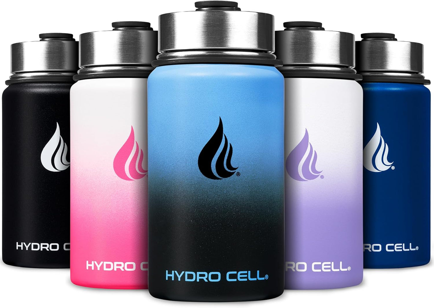 HYDRO CELL Stainless Steel Insulated Water Bottle with Straw - For Cold & Hot Drinks - Metal Vacuum Flask with Screw Cap and Modern Leakproof Sport Thermos for Adults (Neon 18oz)