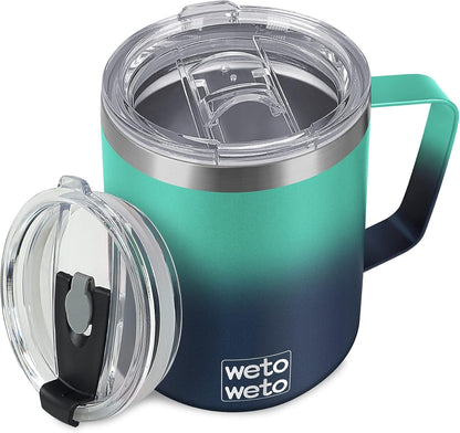 WETOWETO 14 oz Coffee Mug, Vacuum Insulated Camping Mug with Lid, Double Wall Stainless Steel Travel Tumbler Cup, Thermal Coffee Mug, Powder Coated Navy Blue