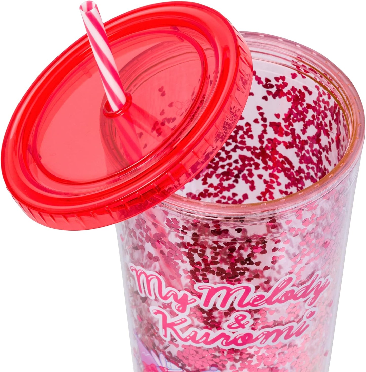 Silver Buffalo Sanrio Hello Kitty Milk Carton Pattern Plastic Boba Tumbler w Lid and Wide Straw, 24 Ounces