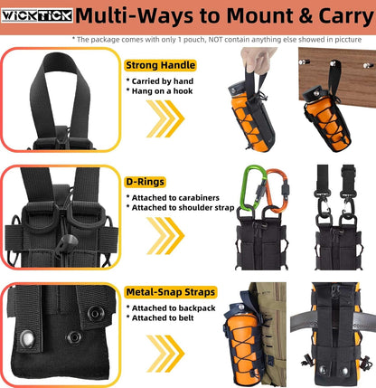 WICKTICK Molle Water Bottle Holder Pouch 16 24 32 40 64 oz - Multi-Purpose Tactical Fuel Bottle Bag, Adjustable Size for Outdoor Activities, Adapted to Backpack/Vest/Belt