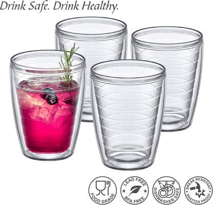 Amazing Abby - Alaska - 16-Ounce Insulated Tumblers (Set of 4), Double-Wall Drinking Glasses, Mixed-Color Reusable Cups, BPA-Free, Shatter-Proof, Dishwasher-Safe