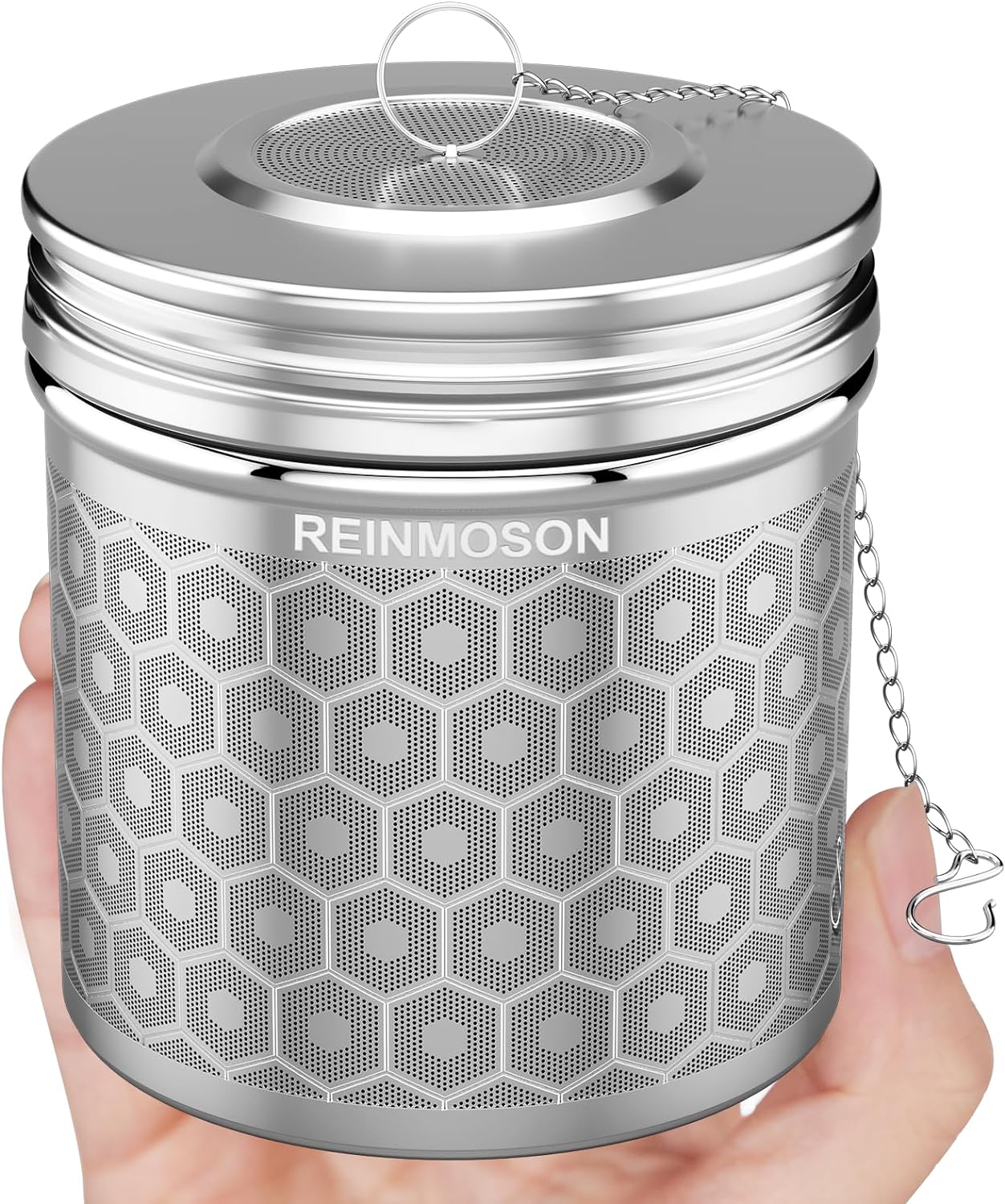 Reinmoson Tea Strainers for Loose Tea, Extra Fine Mesh Tea Infuser, 304 Stainless Steel & Updated Slim Threaded Lid, Loose Leaf Tea Steeper for Black Tea, Rooibos, etc