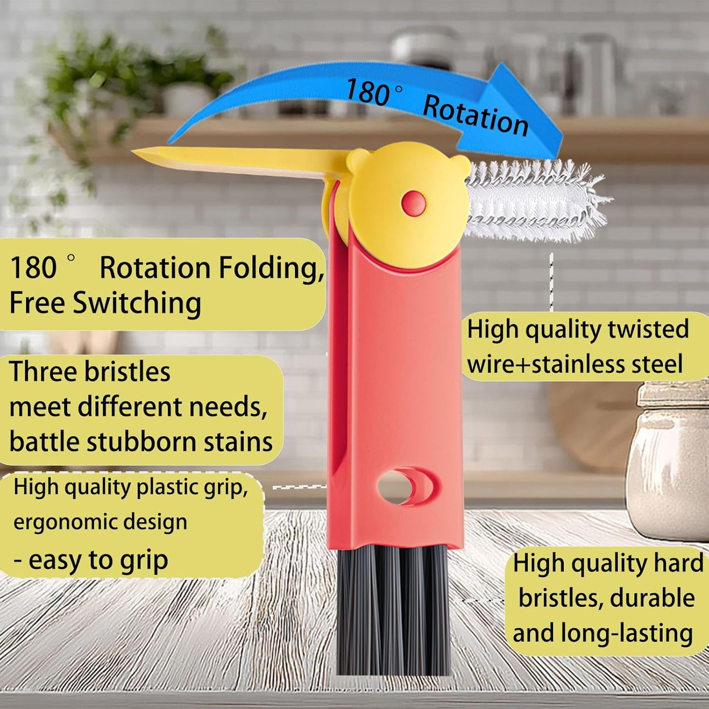 3 in 1 Cup Lid Cleaning Brush - Upgraded Version Cup Lid Brush with Packaging Box, Suitable for All Types of Cups, Bottle Gaps, Portable Travel and Home Kitchen Multifunctional Cleaning Set (3pcs)