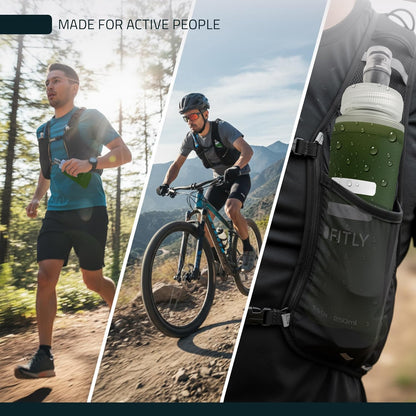 FITLY Soft Flask - Shrink As You Drink Soft Water Bottle for Hydration Pack - Folding Water Bottle Ideal for Running, Hiking, Cycling, Climbing & Rigorous Activity
