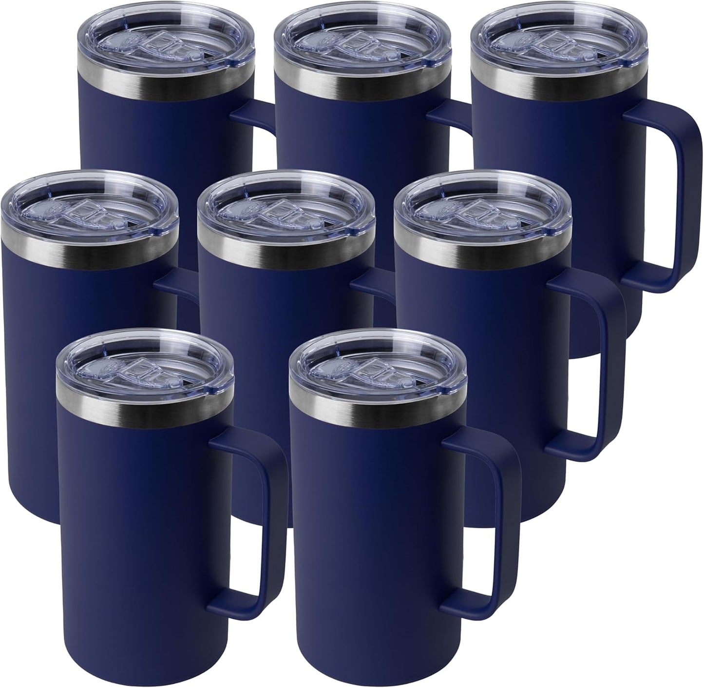 DOMICARE 24oz Mug with Handle and Lid, Stainless Steel Coffee Mug, Reusable Insulated Cup, Travel Mug with Handle, Double Wall Vacuum Coffee Tumbler for Men and Women, Black, Pack 1