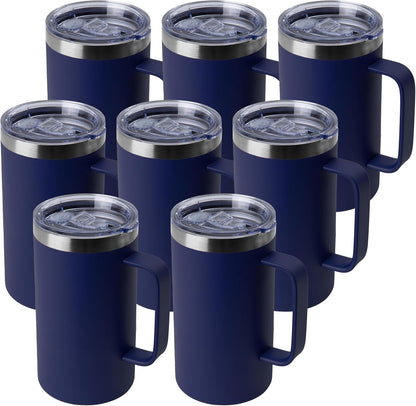 DOMICARE 24oz Mug with Handle and Lid, Stainless Steel Coffee Mug, Reusable Insulated Cup, Travel Mug with Handle, Double Wall Vacuum Coffee Tumbler for Men and Women, Black, Pack 1