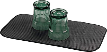 iDesign iDry Fabric Mini Kitchen Countertop Absorbent Dish Drying Mat , 18" x 9" - Black