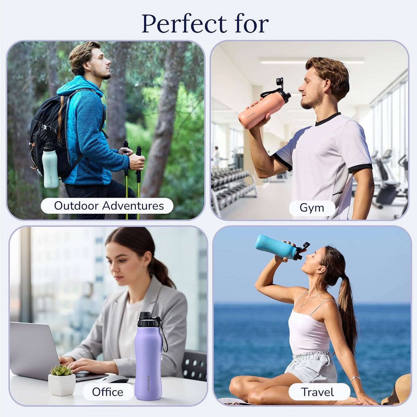 Insula Stainless Steel Water Bottle with Spout & Straw lid, BPA Free & Leakproof, Double Walled Vacuum Insulated water bottle for Sports, Bike, Travel & Hiking (Ocean Blue, 24 Oz)