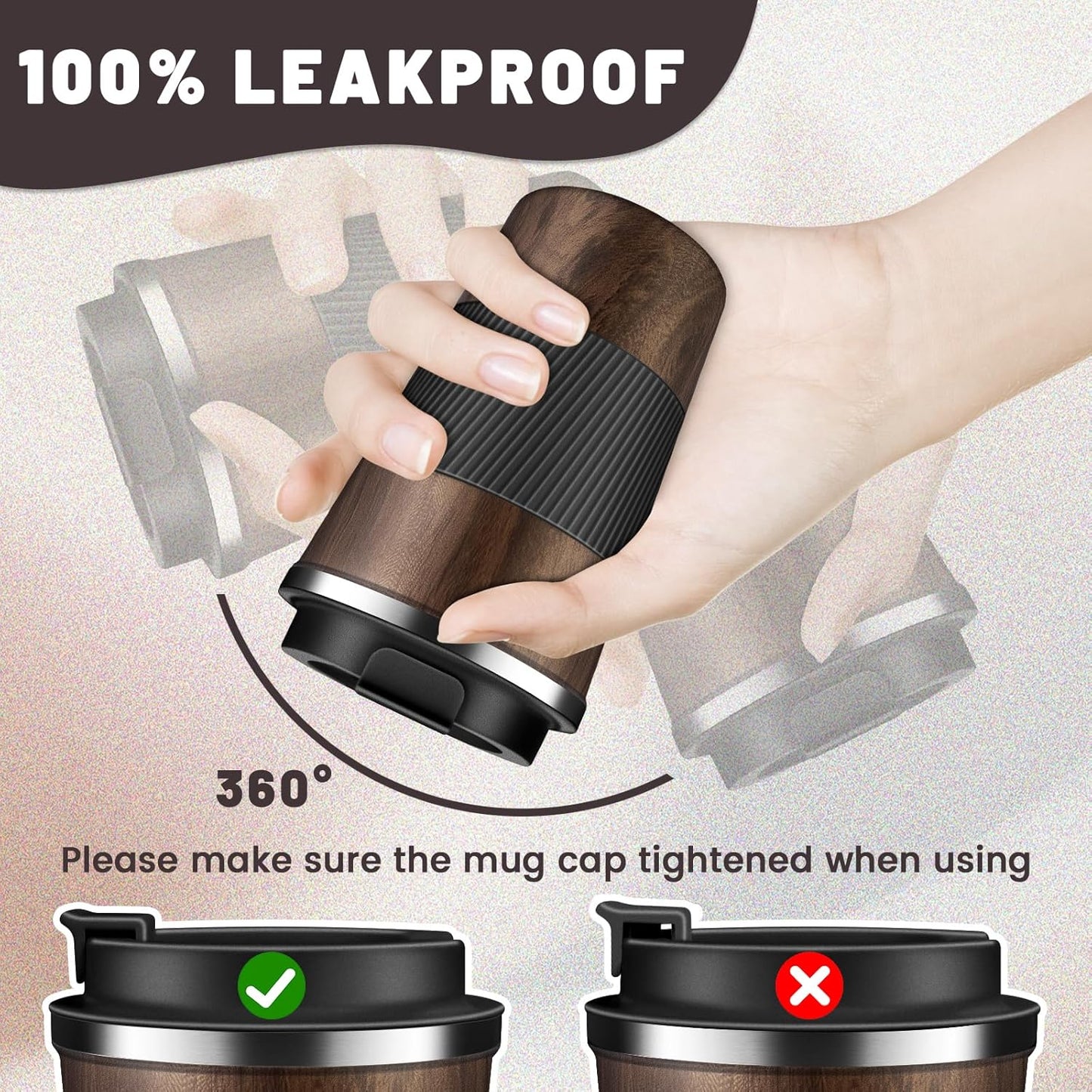 DUBUXW Insulated Coffee Tumblers with Flip Lid 12oz / 17oz, Stainless Steel Travel Coffee Mug Leak Proof, Vacuum Insulated Coffee Mug Reusable Cup, Keeps Cold and Hot for Coffee Tea