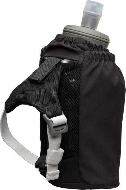 Nathan Handheld Soft Flask 18oz - Exo-Draw Insulated Collapsible Bottle - Grip-Free Strap & Rigid ExoSpine for Comfort/Support - Breathable Mesh Strap - Ideal Running/Hiking, Pinnacle, Black