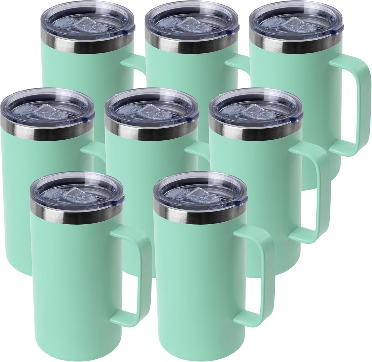 DOMICARE 24oz Mug with Handle and Lid, Stainless Steel Coffee Mug, Reusable Insulated Cup, Travel Mug with Handle, Double Wall Vacuum Coffee Tumbler for Men and Women, Black, Pack 1
