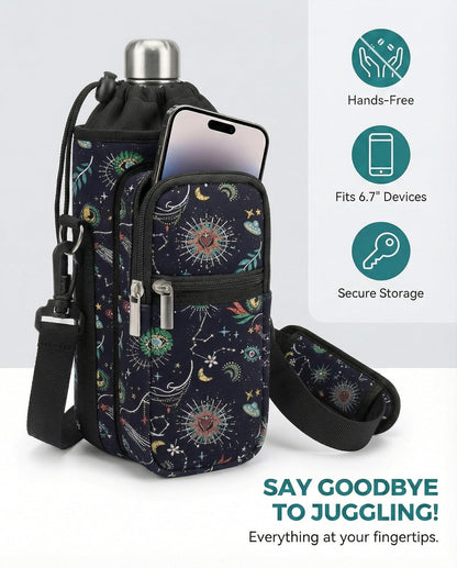 AUPET Water Bottle Sling Bag Sleeve Holder Carrier 25/32/40/64 oz,Insulated Crossbody Water Bottle Case Cover with Strap and Pockets for Men/Women Walking Hiking