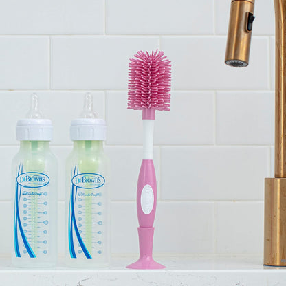 Dr. Brown's Soft Touch No Scratch Baby Bottle Cleaning Brush Nipple Cleaner with Stand and Storage Clip, BPA Free, Blue 1-Pack