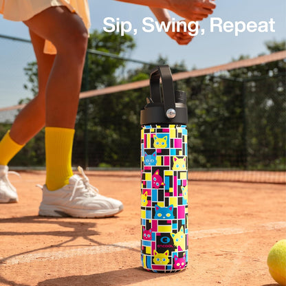 ENCOOL Insulated Water Bottle with Straw Stainless Steel Water Bottle, Leak-Proof, BPA-Free, Double Wall Vacuum Keeps Cold for 24 Hours for Sports, Travel, School (26 oz, Cotton Candy) - Colors B