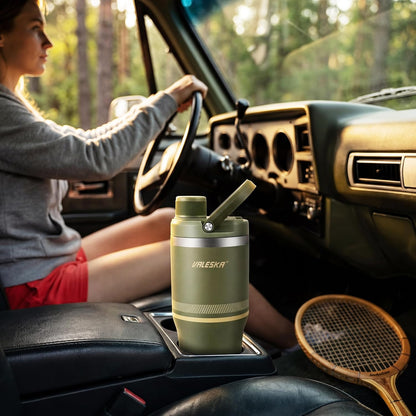 VALESKA Protein Shaker Bottle | 20oz Insulated Stainless Steel Protein Shaker, BPA Free, Leak Proof, Dishwasher Safe, Perfect for Protein Shakes and Pre Workout | Green