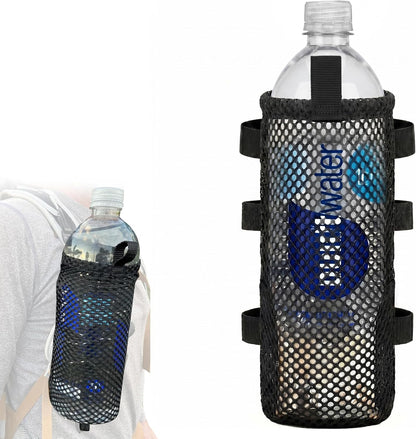 Water Bottle Holder for Backpack Shoulder Strap - Ulttalight 0.7 Ounces, Fits 1L Smartwater, Durabl Mesh, Snap Hook Mount Backpack Attachment