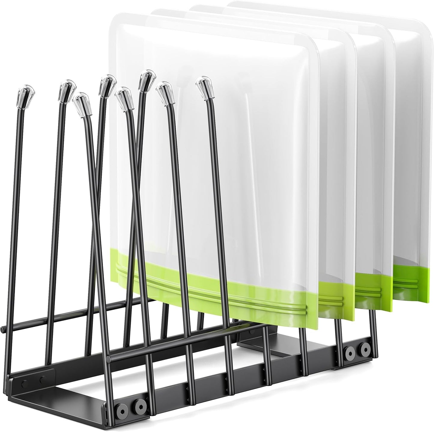 Plastic Bag Drying Rack, Metal Reusable Silicone Ziplock Bag & Bottle Drying Stand, Lerine Drying Rack Kitchen Organizer, Silver