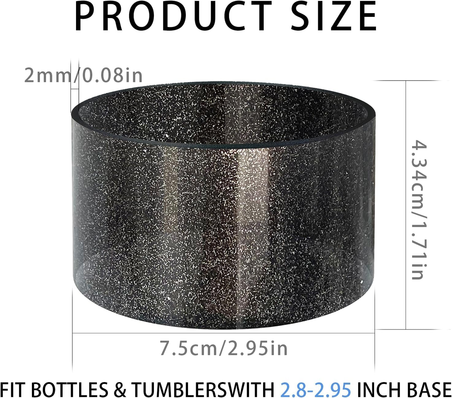 Jelly Luster Glitter Silicone Transparent Boot for Stanley 20-40oz, Compatible with Hydro Flask or Other Water Bottle Tumbler, 2.85-3.0 inch Protective Anti-Slip Bottom Sleeve Cover