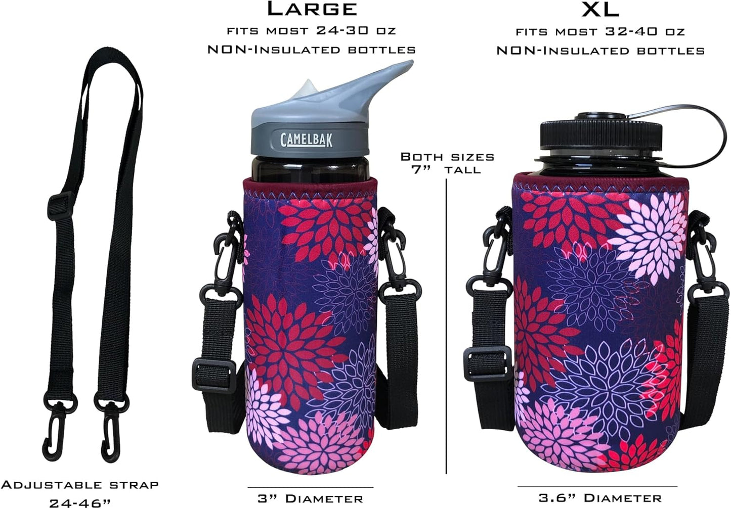 24-30oz 750ml Water Bottle Carrier with Shoulder Strap, Water Bottle Insulator - Midnight Mums